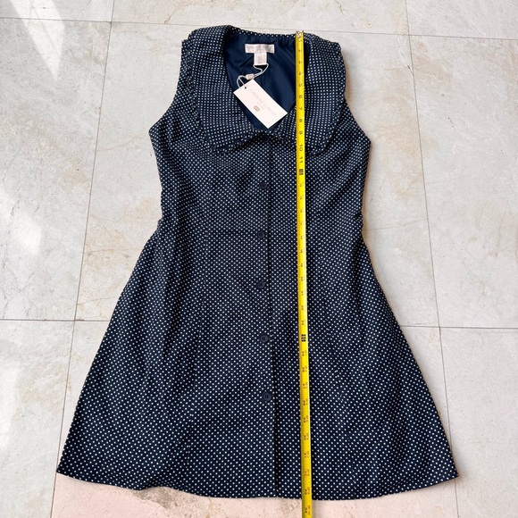 Caroline Constas Navy Polka Dot Linen Blend Dress size 4 - Picture 8 of 11